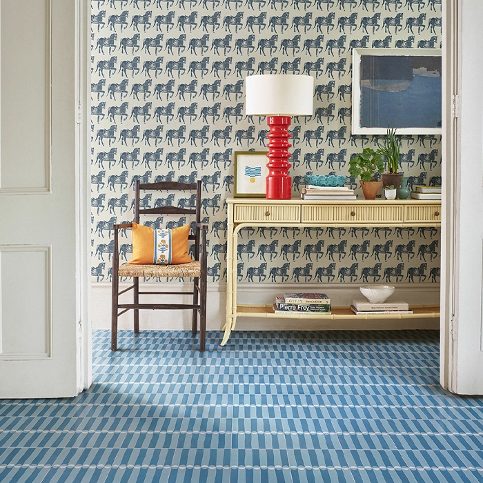 blue-striped-cement-tiles-hallway-floor